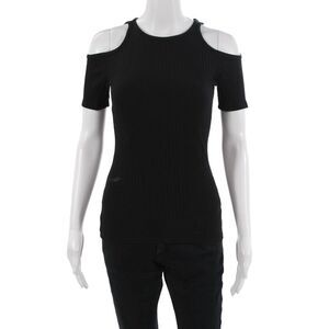 Frame Shirt Womens Basic T-Shirt Black Short Sleeve Round Neck Size S